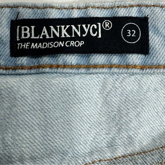 Blank NYC Womens The Madison Crop Distressed High Rise Patched Denim Pants Sz 32 - Picture 14 of 16